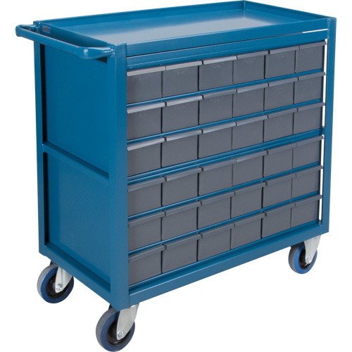 Chariot &agrave; tablette avec tiroir, 1200 lb Capacit&eacute;, Acier, 18" x la, 35" x ha, 36" p, Roues en Caoutchouc, Enti&egrave;rement soud&eacute;, 36 tirroirs St. Lawrence Industrial & Safety Supply
