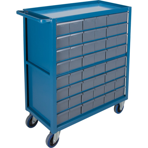 Chariot &agrave; tablette avec tiroir, 1200 lb Capacit&eacute;, Acier, 18" x la, 35" x ha, 36" p, Roues en Caoutchouc, Enti&egrave;rement soud&eacute;, 48 tirroirs St. Lawrence Industrial & Safety Supply