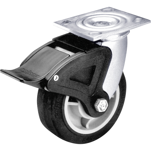 Roulette &agrave; freinage complet, Pivotant avec frein, 6" (152,4 mm), Caoutchouc, 600 lb (272 kg) St. Lawrence Industrial & Safety Supply