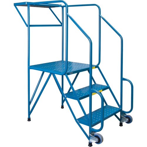 Mechanics/Maintenance Rolling Ladder, Steel, 3 Steps, 28" Platform Height St. Lawrence Industrial & Safety Supply