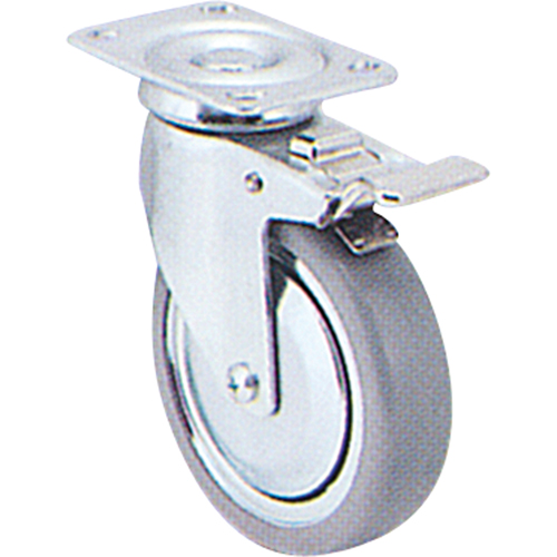 Zinc Plated Caster, Swivel with Brake, 3" (76 mm), Polyolefin, 180 lbs. (82 kg.) St. Lawrence Industrial & Safety Supply