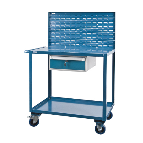 Mobile Service Cart, 2 Tiers, 24" W x 57" H x 40" D, 1200 lbs. Capacity St. Lawrence Industrial & Safety Supply