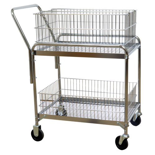 Wire Mesh Office Mail Cart, 200 lbs. Capacity, Chrome, 20" D x 33" L x 37-1/2" H, Chrome Plated St. Lawrence Industrial & Safety Supply