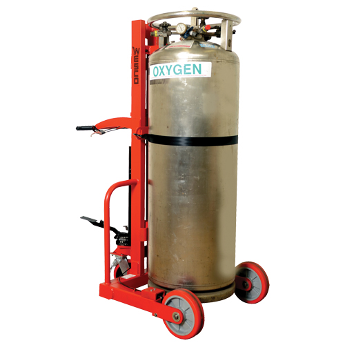 Grand chariot hydraulique HLCC-B pour bouteille de gaz liquide, Roues Polyur&eacute;thane, Base de 20" la x 20" p, 1000 lb St. Lawrence Industrial & Safety Supply