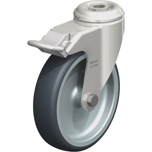 Roulette en &eacute;lastom&egrave;re thermoplastique acier inoxydable, Pivotant avec frein, Diam&egrave;tre 5" (127 mm), Capacit&eacute; 265 lb (120 kg) St. Lawrence Industrial & Safety Supply