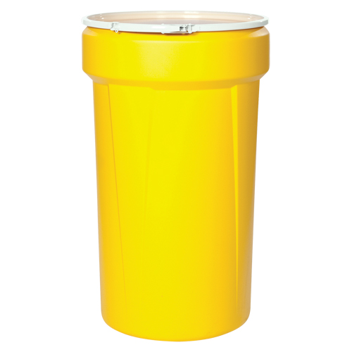 Baril emboîtable en poly&eacute;thyl&egrave;ne, 30 gal. US (25 gal. imp.), Dessus ouvert, Jaune St. Lawrence Industrial & Safety Supply