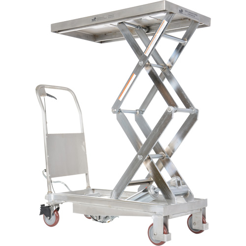 Table &eacute;l&eacute;vatrice hydraulique manuelle &agrave; ciseaux, 35-1/2" lo x 20" la, Partiellement en acier inoxydable, Capacit&eacute; 800 lb St. Lawrence Industrial & Safety Supply