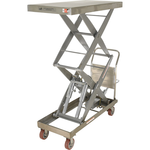 Manual Hydraulic Scissor Lift Table, 47-1/2" L x 24" W, Partial Stainless Steel, 1500 lbs. Capacity St. Lawrence Industrial & Safety Supply