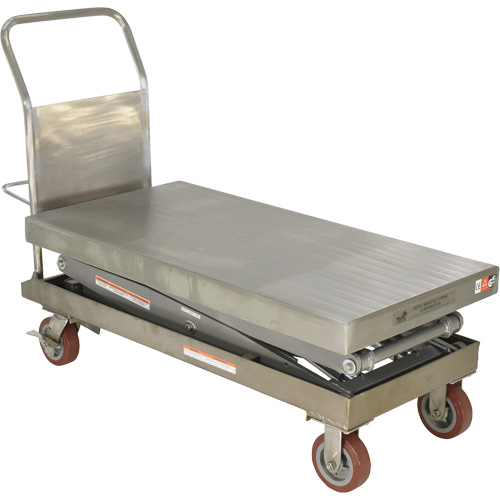Manual Hydraulic Scissor Lift Table, 47-1/2" L x 24" W, Partial Stainless Steel, 1500 lbs. Capacity St. Lawrence Industrial & Safety Supply