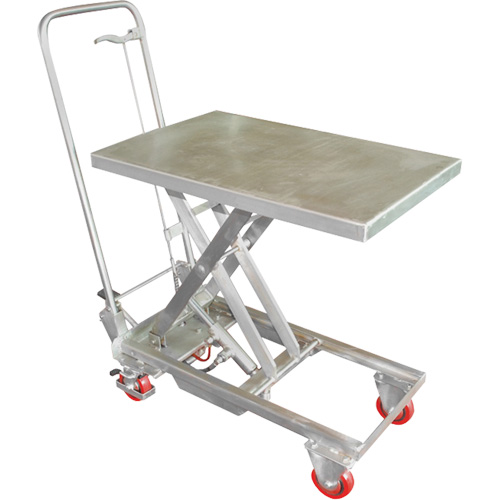 Table &eacute;l&eacute;vatrice hydraulique manuelle &agrave; ciseaux, 27-1/2" lo x 17-3/4" la, Acier inoxydable, Capacit&eacute; 200 lb St. Lawrence Industrial & Safety Supply