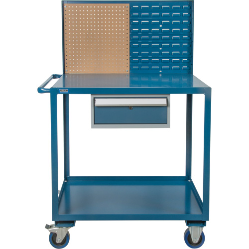 Mobile Service Cart, 2 Tiers, 24" W x 57" H x 40" D, 1200 lbs. Capacity St. Lawrence Industrial & Safety Supply