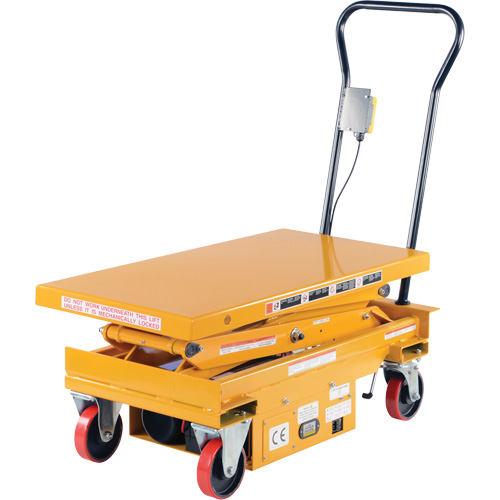 DC Powered Hydraulic Scissor Lift Elevating Cart, Steel, 39-3/4" L x 20-1/2" W, 1000 lbs. Capacity St. Lawrence Industrial & Safety Supply