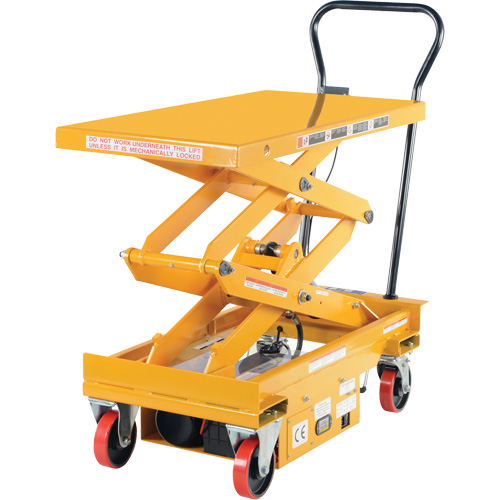 DC Powered Hydraulic Scissor Lift Elevating Cart, Steel, 39-3/4" L x 20-1/2" W, 1000 lbs. Capacity St. Lawrence Industrial & Safety Supply