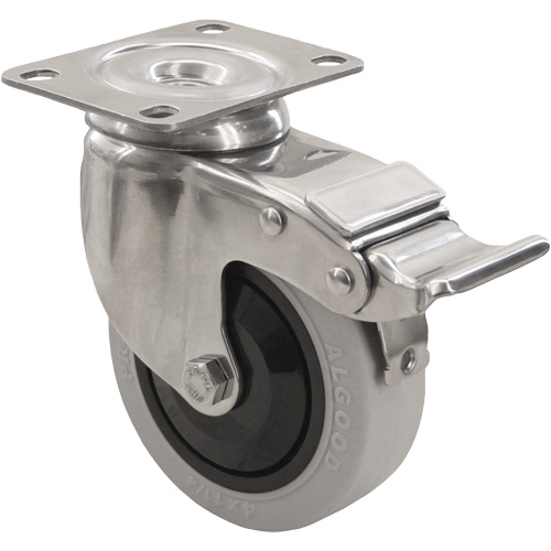 Roulette 2309 avec 2 freins, Pivotant avec frein, 5" (127 mm), Gris Envirothane, 350 lb (158,8 kg) St. Lawrence Industrial & Safety Supply