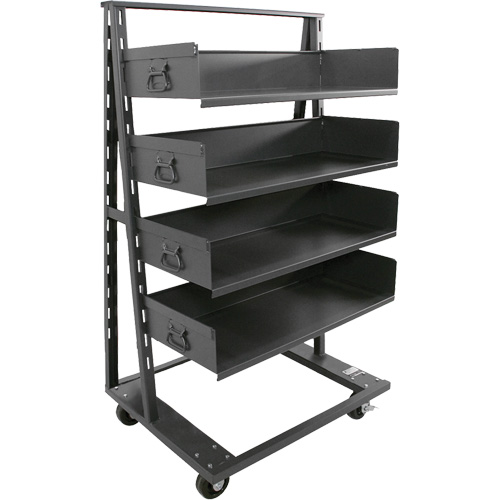 Single-Sided Heavy Duty A-Frame Cart with 4 Large Trays, 38" x 25" x 63", 2500 lbs. Capacity St. Lawrence Industrial & Safety Supply
