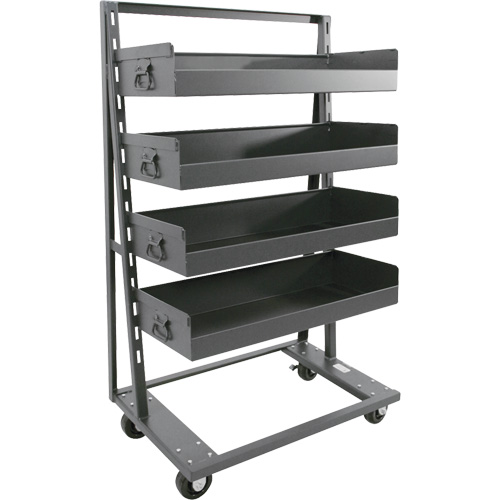 Chariot &agrave; cadre en A robuste &agrave; un c&ocirc;t&eacute; avec 4 grands plateaux &agrave; rebord, 38" x 25" x 63", Capacit&eacute; 2500 lb St. Lawrence Industrial & Safety Supply