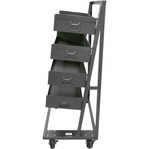 Chariot &agrave; cadre en A robuste &agrave; un c&ocirc;t&eacute; avec 4 grands plateaux &agrave; rebord, 38" x 25" x 63", Capacit&eacute; 2500 lb St. Lawrence Industrial & Safety Supply