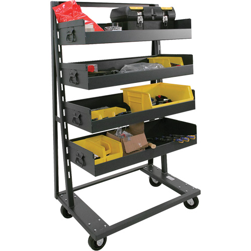 Chariot &agrave; cadre en A robuste &agrave; un c&ocirc;t&eacute; avec 4 grands plateaux &agrave; rebord, 38" x 25" x 63", Capacit&eacute; 2500 lb St. Lawrence Industrial & Safety Supply