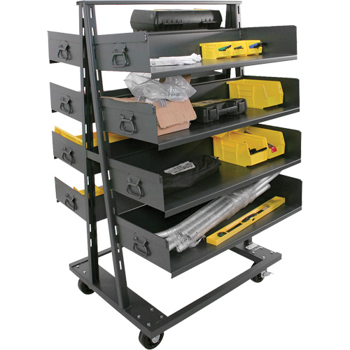 Chariot &agrave; cadre en A robuste &agrave; deux c&ocirc;t&eacute;s avec 8 plateaux &agrave; rebords, 38" x 30" x 63", Capacit&eacute; 2500 lb St. Lawrence Industrial & Safety Supply