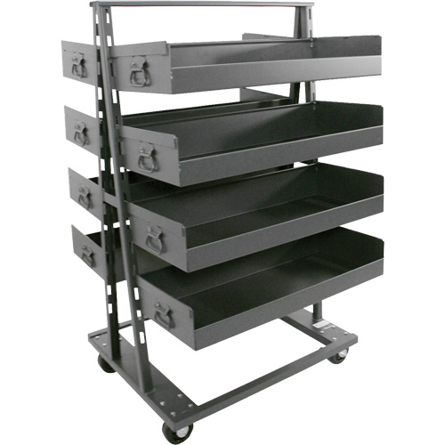 Chariot &agrave; cadre en A robuste &agrave; deux c&ocirc;t&eacute;s avec 8 grands plateaux &agrave; rebords, 38" x 30" x 63", Capacit&eacute; 2500 lb St. Lawrence Industrial & Safety Supply