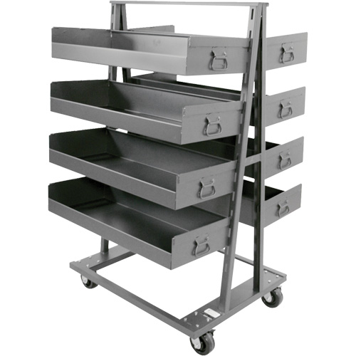 Chariot &agrave; cadre en A robuste &agrave; deux c&ocirc;t&eacute;s avec 8 grands plateaux &agrave; rebords, 38" x 30" x 63", Capacit&eacute; 2500 lb St. Lawrence Industrial & Safety Supply