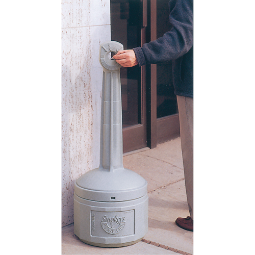 Smokers Cease-Fire&reg; Cigarette Butt Receptacle, Free-Standing, Plastic, 4 US gal. Capacity, 38-1/2" Height St. Lawrence Industrial & Safety Supply