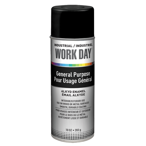 Peinture industrielle Work Day, Noir, Tr&egrave;s mat, 10 oz, Canette a&eacute;rosol St. Lawrence Industrial & Safety Supply