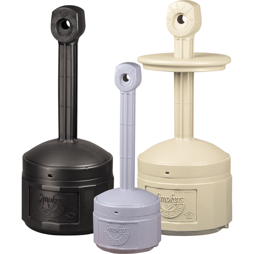 Cendriers Smoker's Cease-Fire, Sur pied, Plastique, Capacit&eacute; 1 gal. US, Hauteur 30" St. Lawrence Industrial & Safety Supply