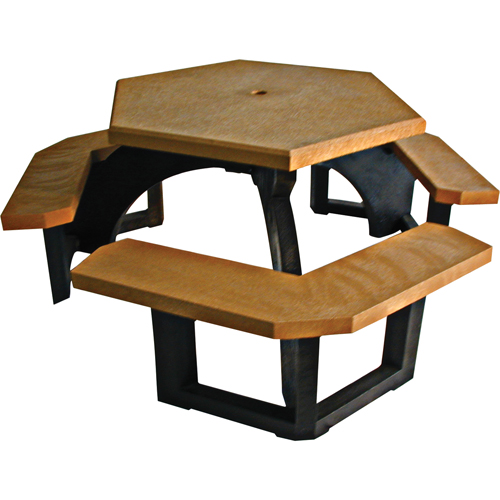 Tables de pique-nique hexagonales en plastique recycl&eacute;, 78" lo x 78" la, C&egrave;dre St. Lawrence Industrial & Safety Supply