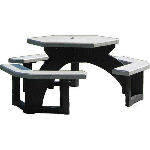 Recycled Plastic Hexagon Picnic Tables, 78" L x 78" W, Grey St. Lawrence Industrial & Safety Supply