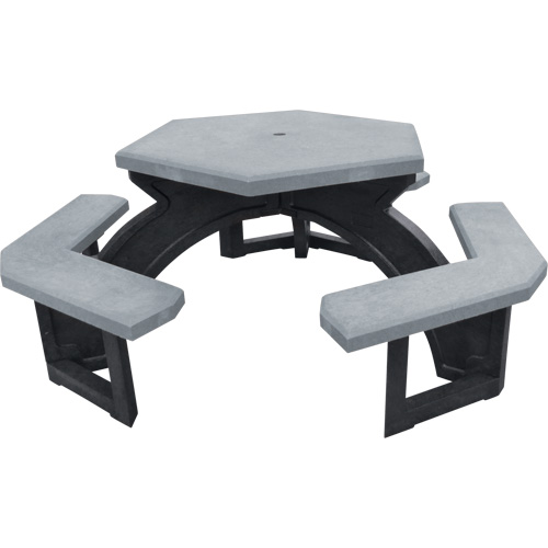 Tables de pique-nique hexagonales en plastique recycl&eacute;, 78" lo x 78" la, Gris St. Lawrence Industrial & Safety Supply