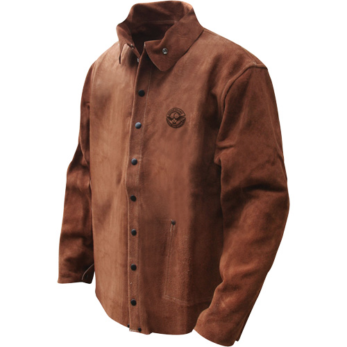 Veste de soudage en cuir fleur de vache refendu Gander Brand, Cuir, T-Grand, Brun St. Lawrence Industrial & Safety Supply