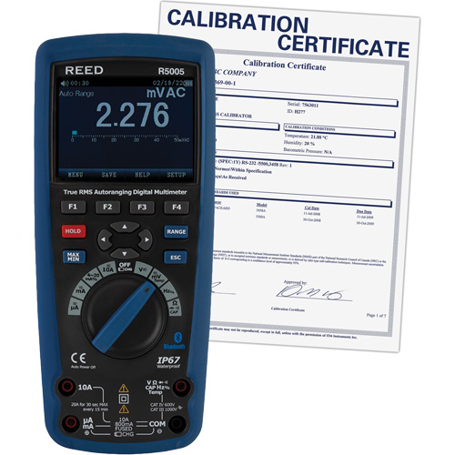 True RMS Industrial Multimeter with Calibration Certificate, AC/DC Voltage, AC/DC Current St. Lawrence Industrial & Safety Supply