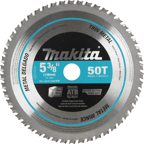 Carbide-Tipped Saw Blade, 5-3/8", 50 Teeth, Metal Use St. Lawrence Industrial & Safety Supply