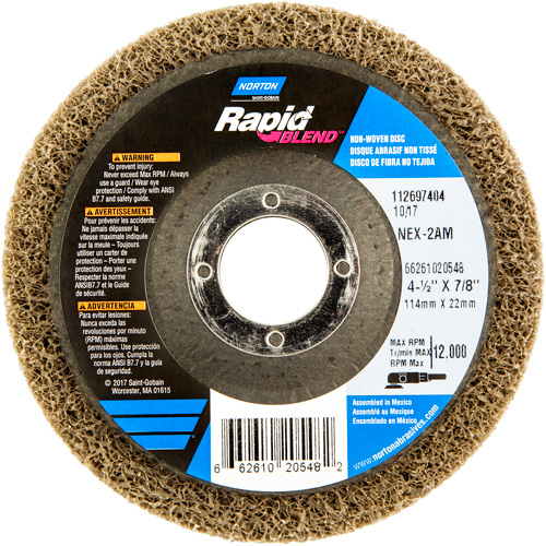 4-1/2X7/8 RAPID FINISH WHEEL NEX-2AM MED, 4-1/2" Dia., Medium Grit, Aluminum Oxide St. Lawrence Industrial & Safety Supply