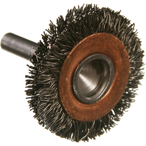 Brosses mont&eacute;es &agrave; fils cr&ecirc;p&eacute;s circulaires, 1-1/2", Fils 0,005", Tige 1/4" St. Lawrence Industrial & Safety Supply