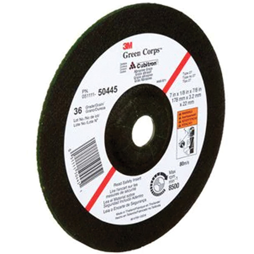 Green Corps Depressed Centre Wheel, 7" x 1/8", 7/8" Arbor, Ceramic, Type 27 St. Lawrence Industrial & Safety Supply
