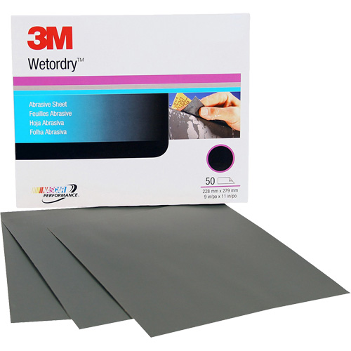 Feuille abrasive Wetordry, 9" x 11", Grain P500, Oxyde d'aluminium St. Lawrence Industrial & Safety Supply