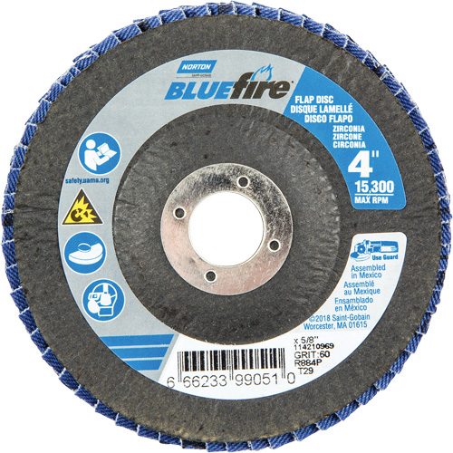 R884P BlueFire&reg; Conical Flap Disc, 4" x 5/8", Type 29, P60 Grit, Zirconia Alumina St. Lawrence Industrial & Safety Supply