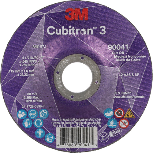 Meule &agrave; tronçonner Cubitron 3, 4-1/2" x 0,045", Arbre de 7/8", Type T27, C&eacute;ramique, 13 300 Tr/min St. Lawrence Industrial & Safety Supply