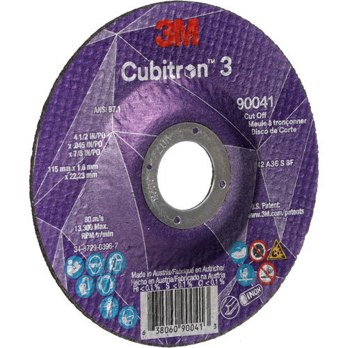 Meule &agrave; tronçonner Cubitron 3, 4-1/2" x 0,045", Arbre de 7/8", Type T27, C&eacute;ramique, 13 300 Tr/min St. Lawrence Industrial & Safety Supply