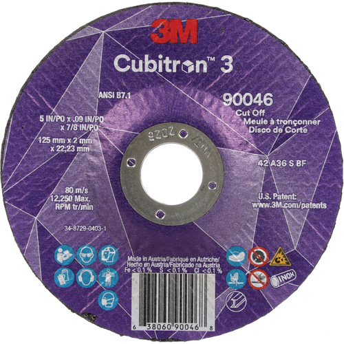 Meule &agrave; tronçonner Cubitron 3, 5" x 0,09", Arbre de 7/8", Type T27, C&eacute;ramique, 12250 Tr/min St. Lawrence Industrial & Safety Supply