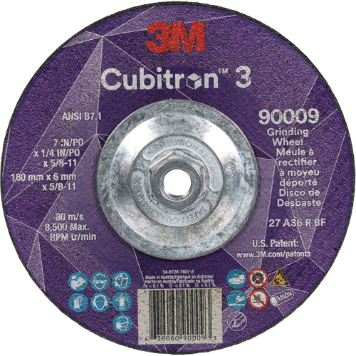Cubitron 3 Depressed Centre Grinding Wheel, 7" x 1/4", 5/8"-11 Arbor, Ceramic, Type T27 St. Lawrence Industrial & Safety Supply
