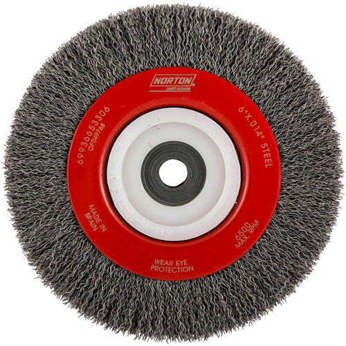 Crimped Bench Wheel, 6" Dia., 0.014" Fill, 1/2"-2 Arbor St. Lawrence Industrial & Safety Supply