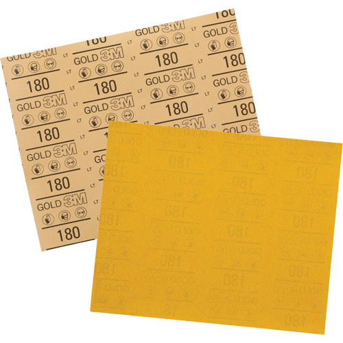 Feuille abrasive dor&eacute;e 12545, 9" x 11", Grain 180, Oxyde d'aluminium St. Lawrence Industrial & Safety Supply