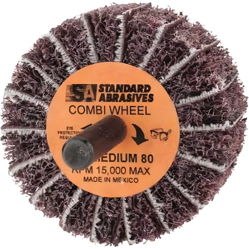 Standard Abrasives Buff and Blend Combi-Wheel 898001, 2" Dia. x 1" W, 1/4" Arbor, Aluminum Oxide St. Lawrence Industrial & Safety Supply