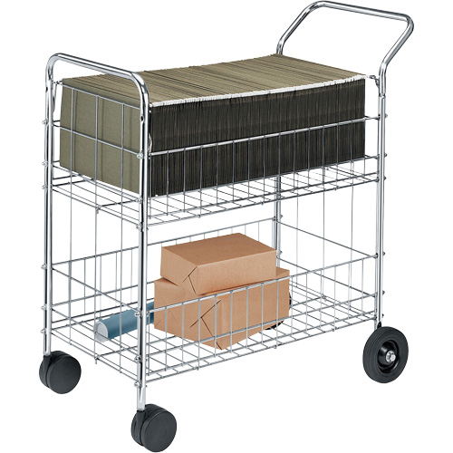 Chariots &agrave; courrier en fil m&eacute;tallique, 200 lb Capacit&eacute;, Chrome, 19" p x 30" la x 39-1/4" h, Chrom&eacute; St. Lawrence Industrial & Safety Supply