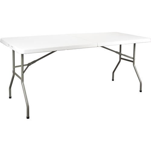 Fold-in-Half Table, Rectangular, 72" L x 30" W, Polyethylene, White St. Lawrence Industrial & Safety Supply