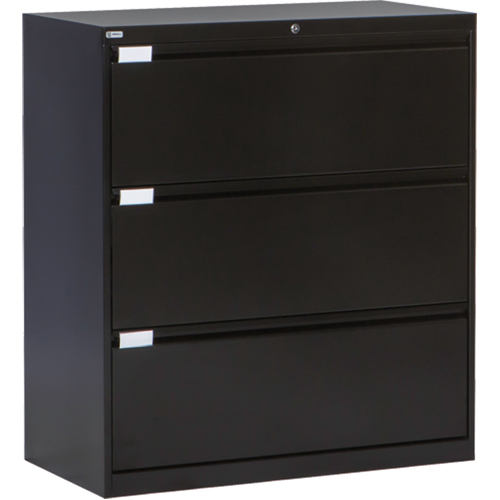 Lateral Filing Cabinet, Steel, 3 Drawers, 36" W x 18" D x 40-1/16" H, Black St. Lawrence Industrial & Safety Supply