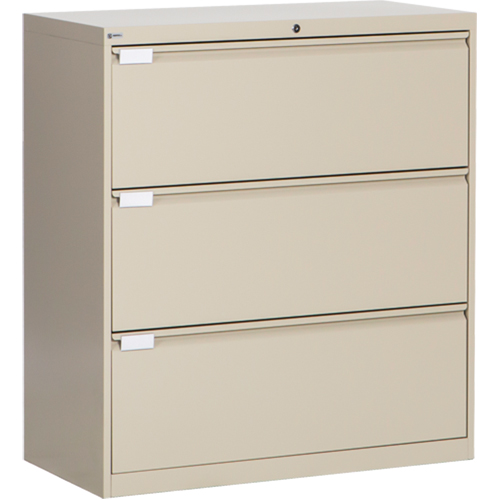 Lateral Filing Cabinet, Steel, 3 Drawers, 36" W x 18" D x 40-1/16" H, Beige St. Lawrence Industrial & Safety Supply